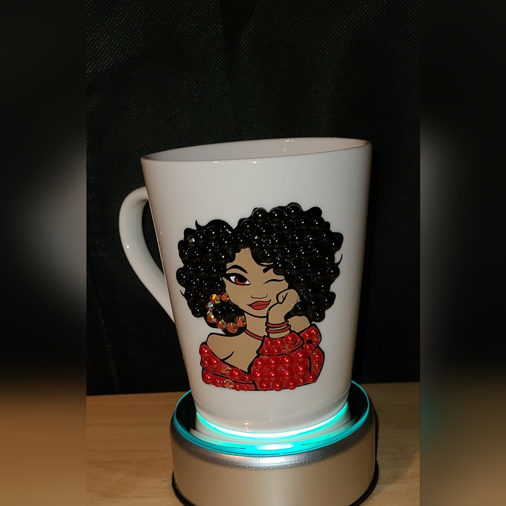 Hand Crafted - Pearl & Rhinestone Coffee Mug